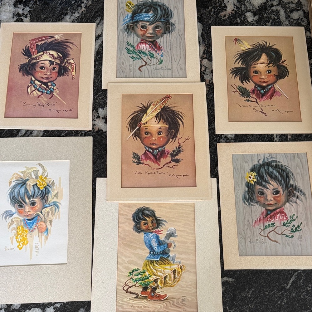 Vintage Prints - Native American lithographs by Monteague (Monte Van Horn)